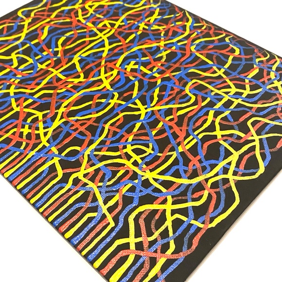 Mycelium Network / Collective Consciousness Painting- Red Yellow Blue and Black - Picture 7 of 10